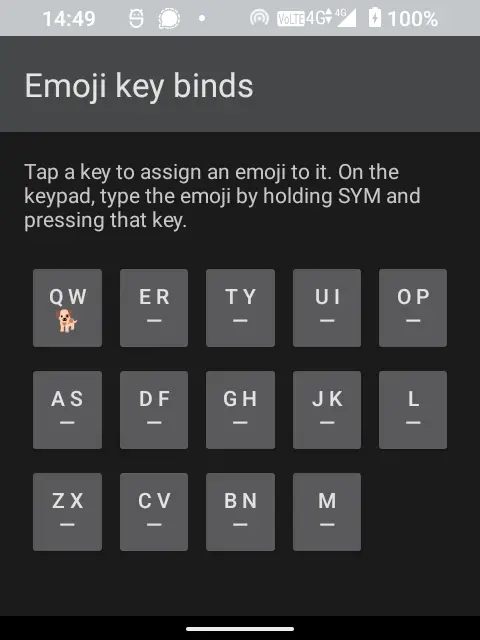 A grid of emoji arranged to match the physical key positions of the Compact QWERTY tile
